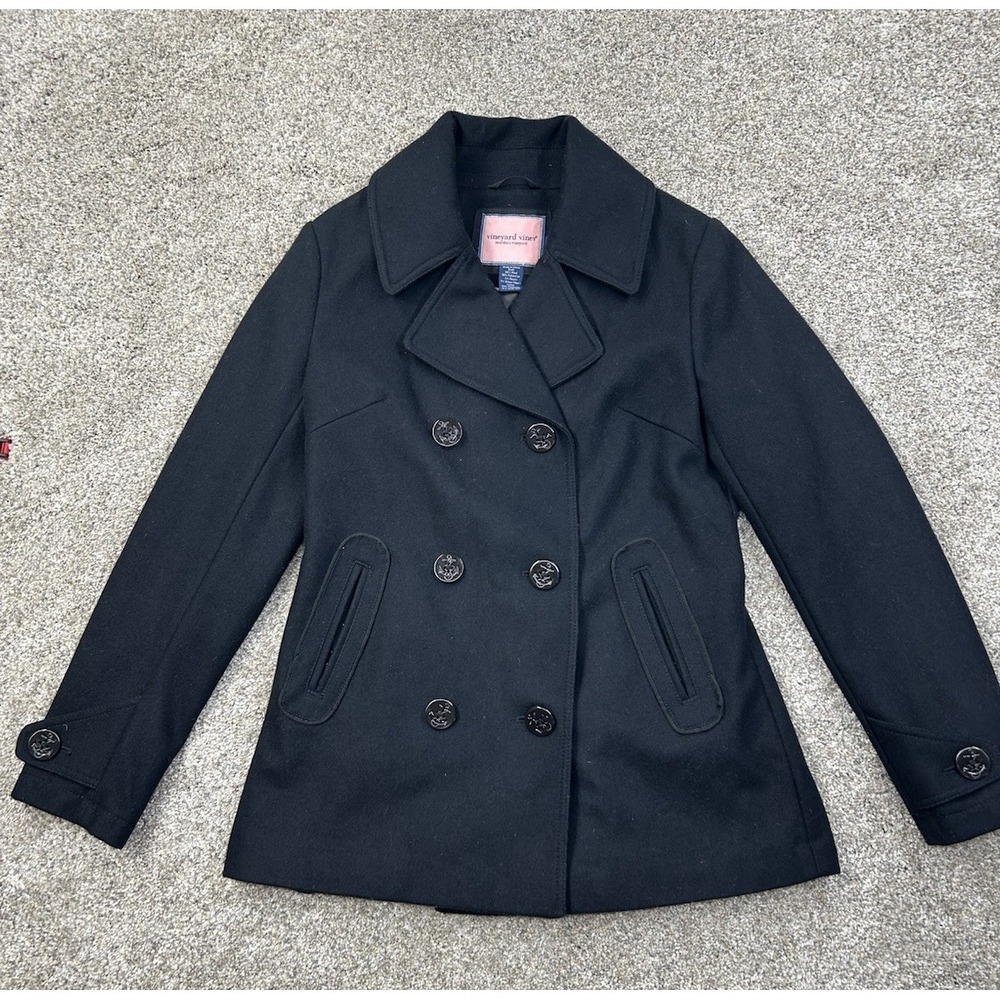 Vineyard Vines Wool Blend Women's Black Peacoat Size 6